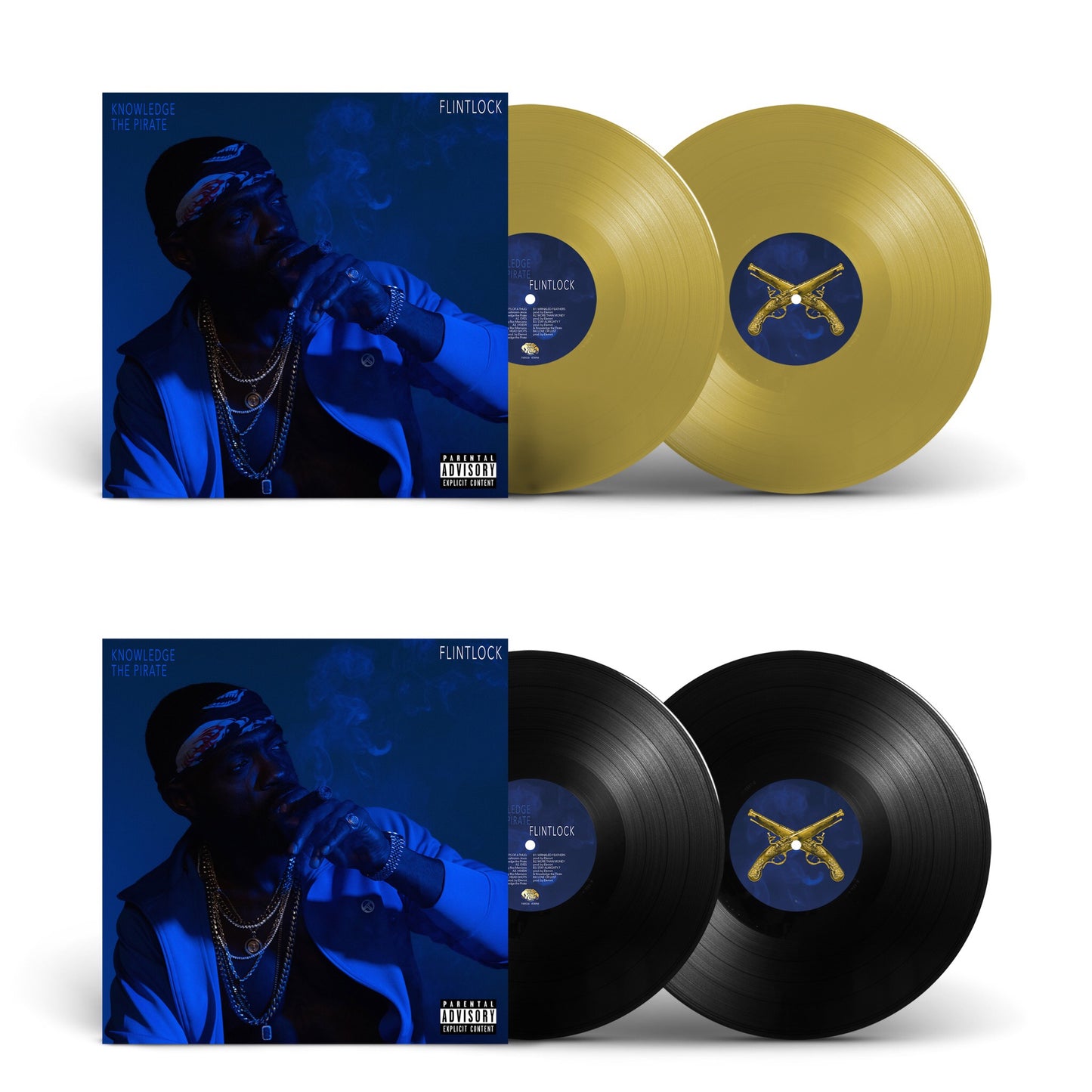 "Flintlock" black and gold vinyl front covers.